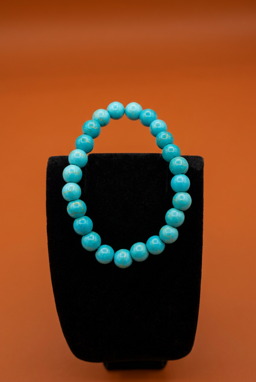 Turquoise Blue Stretch Bead Bracelet