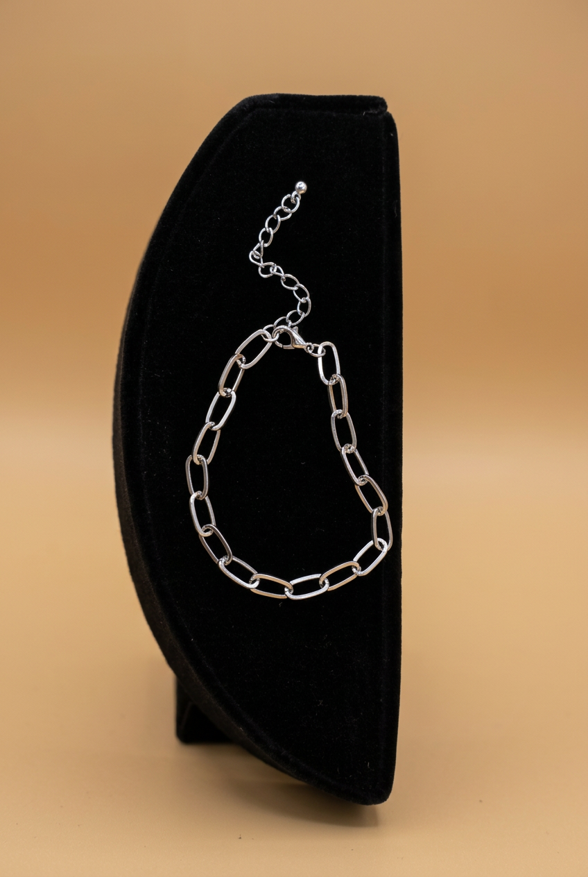 Silver-Tone Minimalist Paperclip Chain Bracelet