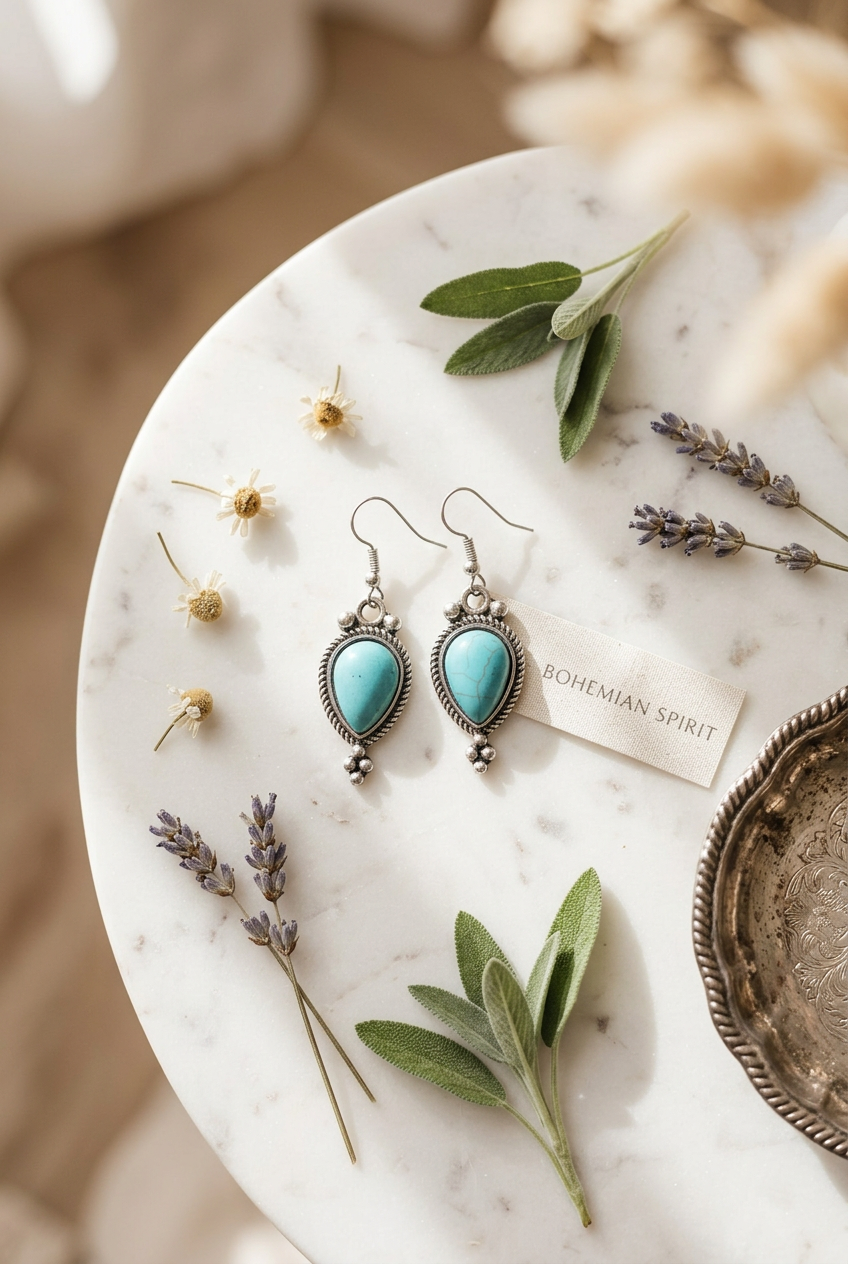 Turquoise Teardrop Dangle Earrings