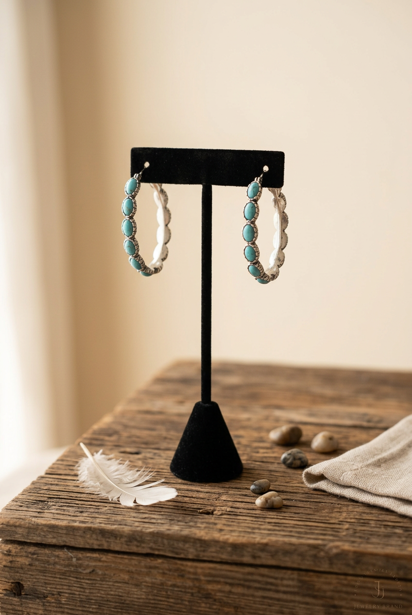 Turquoise Beaded Hoop Earrings