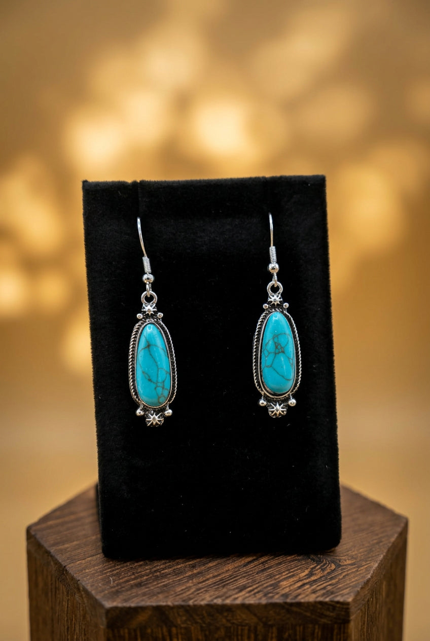 Turquoise Oval Dangle Earrings