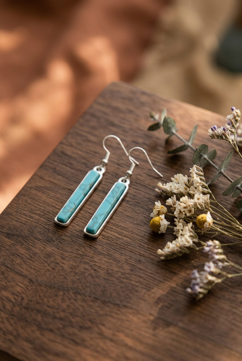 Turquoise Bar Dangle Earrings