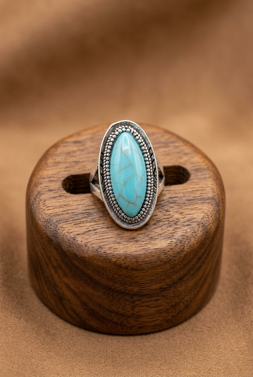 Turquoise Oval Statement Ring Size 8