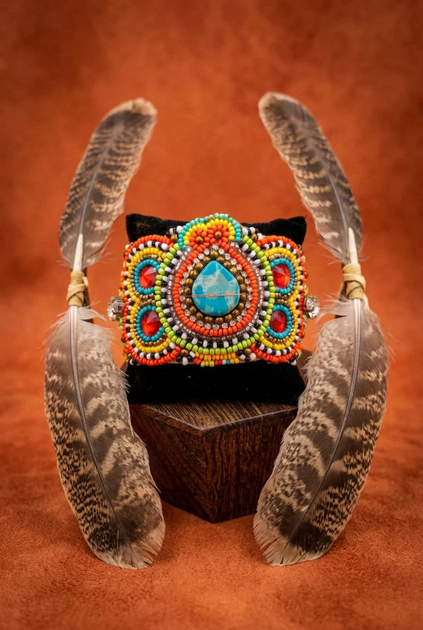 Colorful Beaded Statement Cuff Bracelet