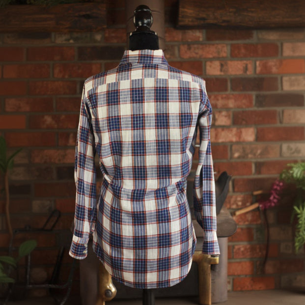 Levi's White, Blue and Red Plaid Button Up