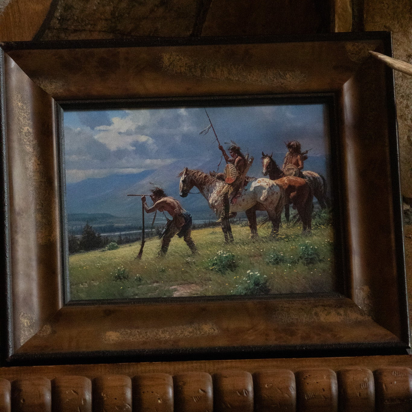 Lonestar American Indians at the River's Edge Canvas Transfer Print Art