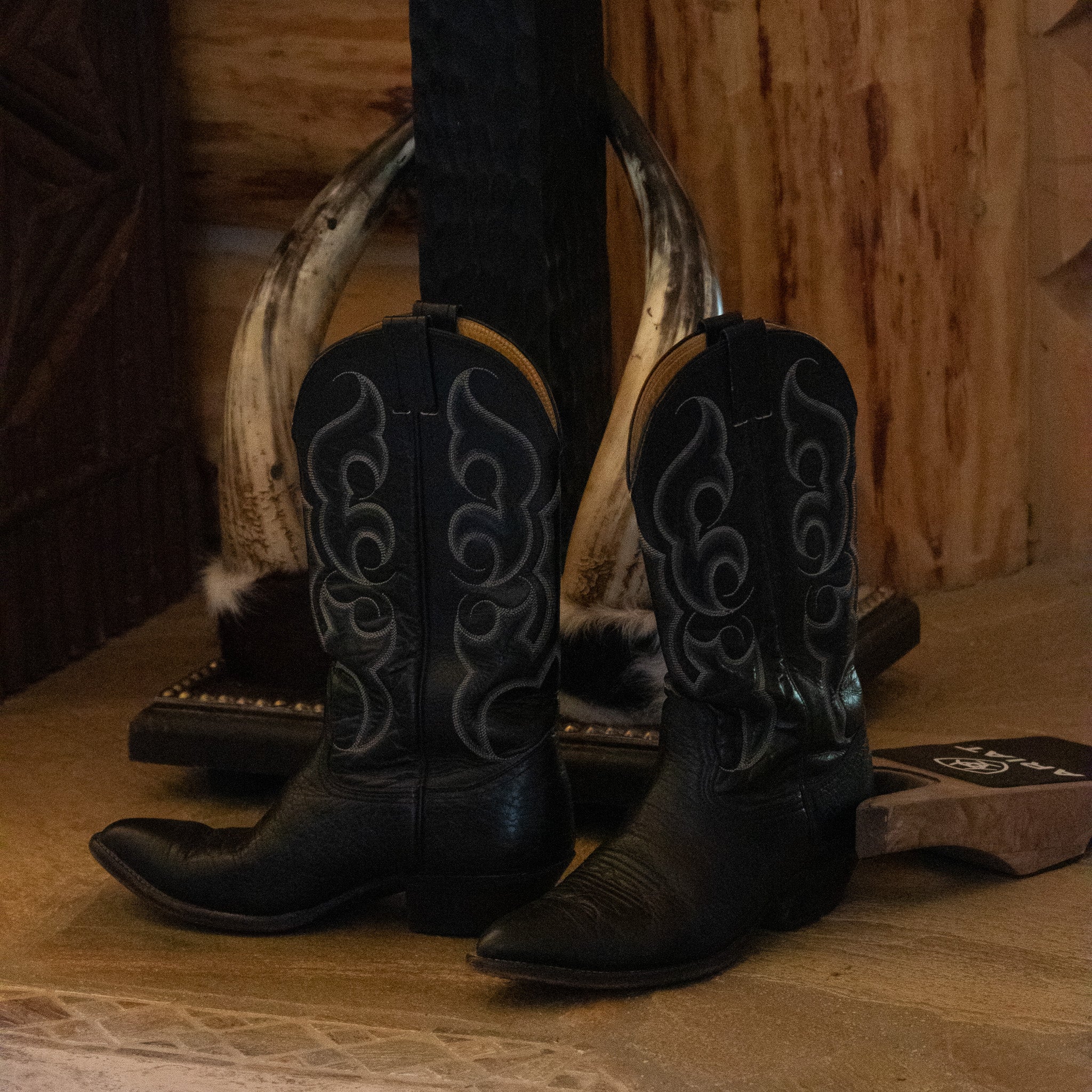 Nocona Black Leather Cowboy Boots