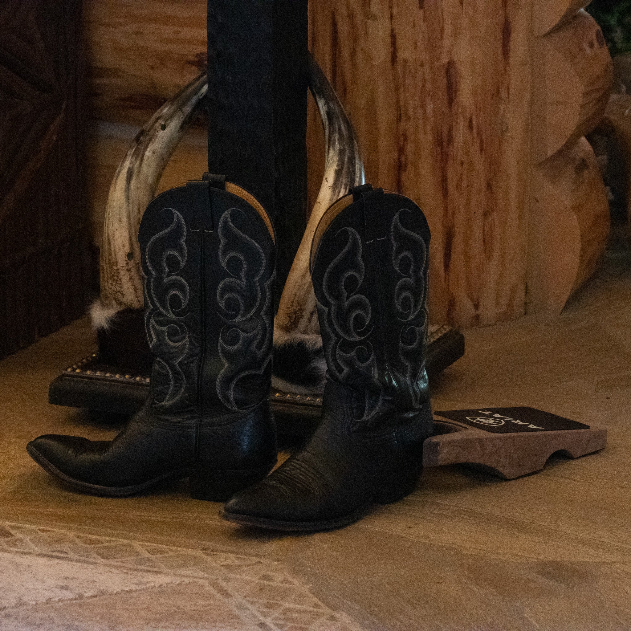 Nocona Black Leather Cowboy Boots
