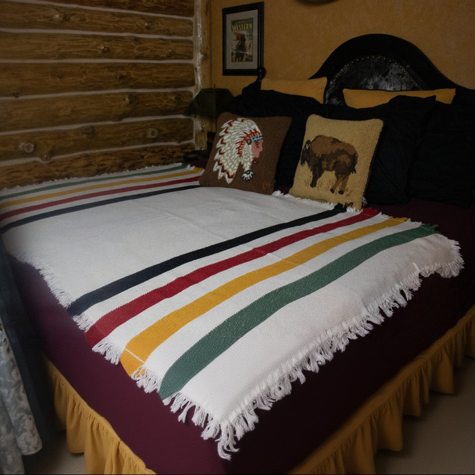 Pisgah Stripe Woven Throw - Black, Red, Yellow, & Green Stripe