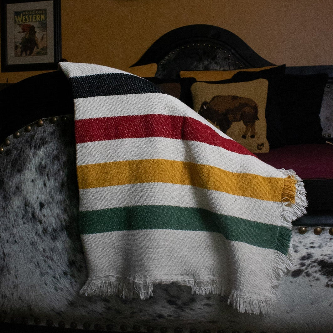 Pisgah Stripe Woven Throw - Black, Red, Yellow, & Green Stripe