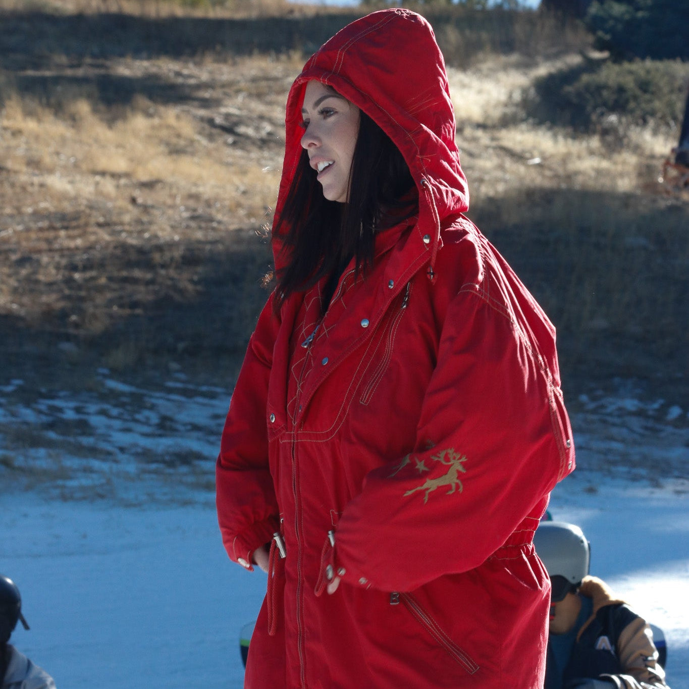 90’s Red with Gold Reindeer Embroidery Bogner Hooded jacket