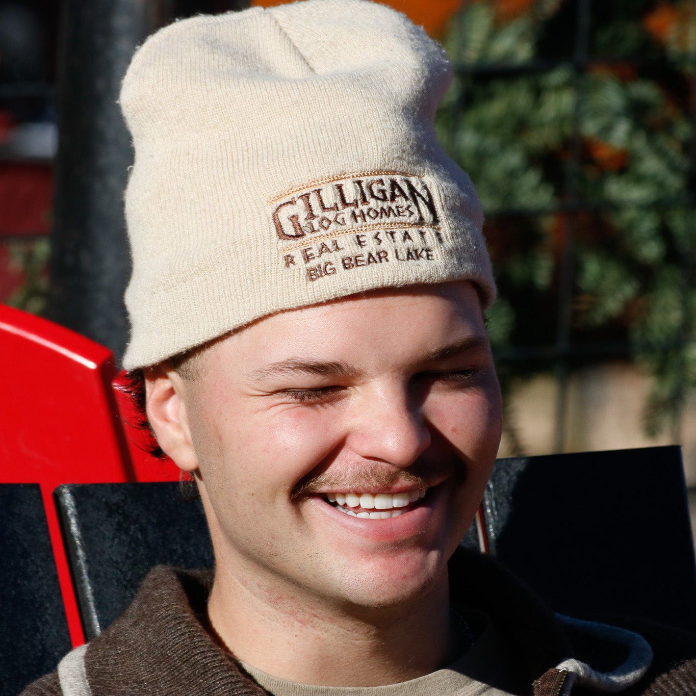 Knit Beanie Hat with "Gilligan Log Homes Real Estate Big Bear Lake"