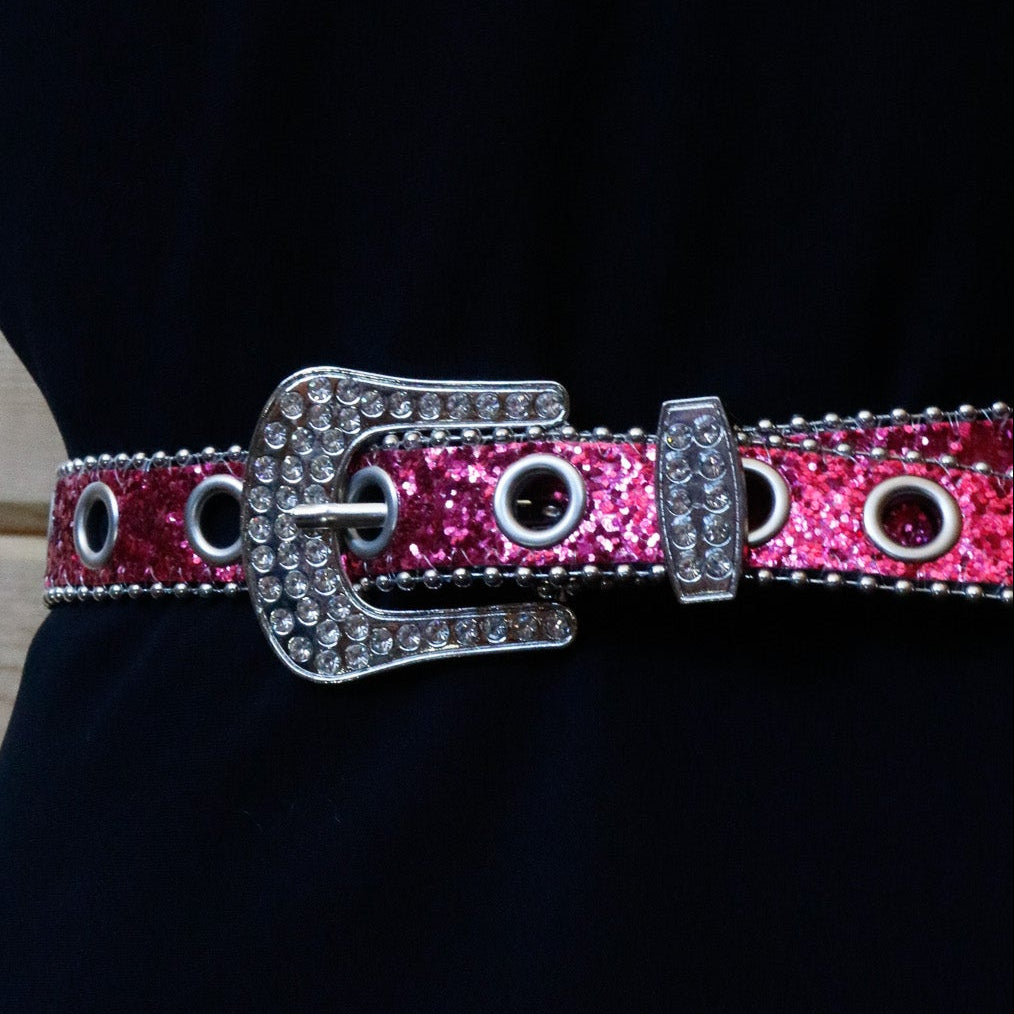 Bedazzled Magenta Pink Belt