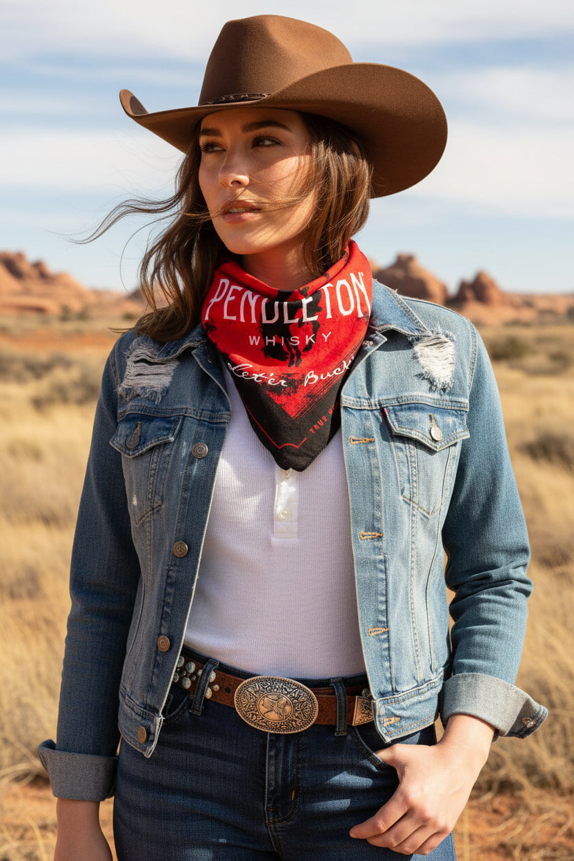Classic Black and Red Pendleton Whiskey Bandana