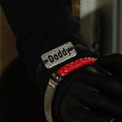 Black Jute Cord with Aluminum "Daddy" Charm Adjustable Bracelet