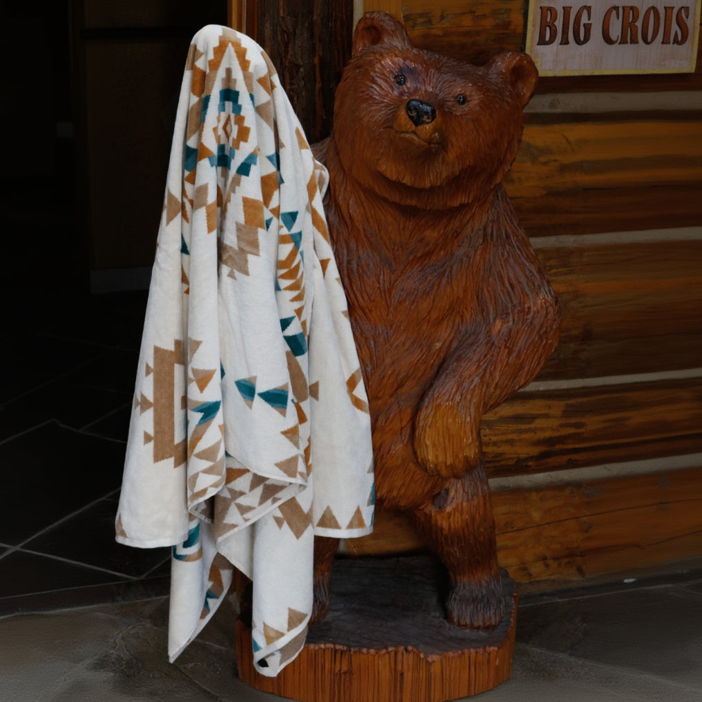 Pendleton Oversized Jacquard Spa Towel Ivory Rock Point Pattern