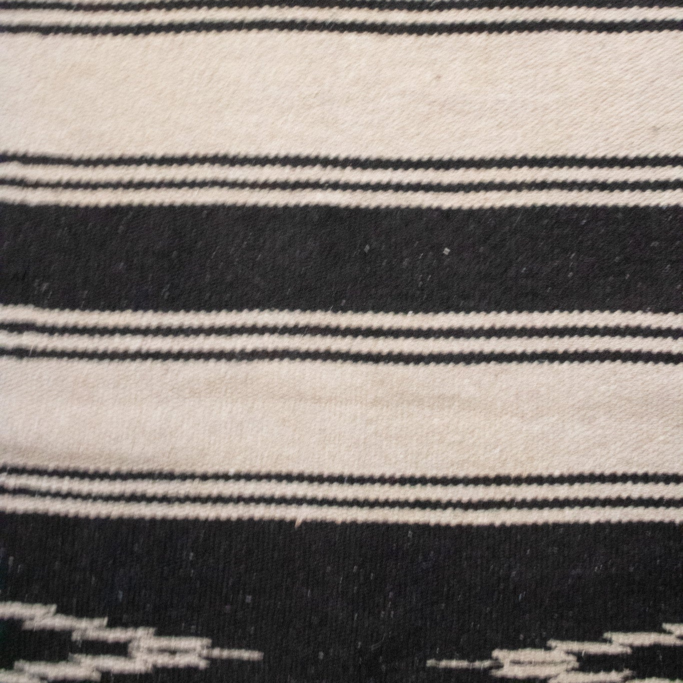Modern Black and Tan Colored Striped Wool Rug