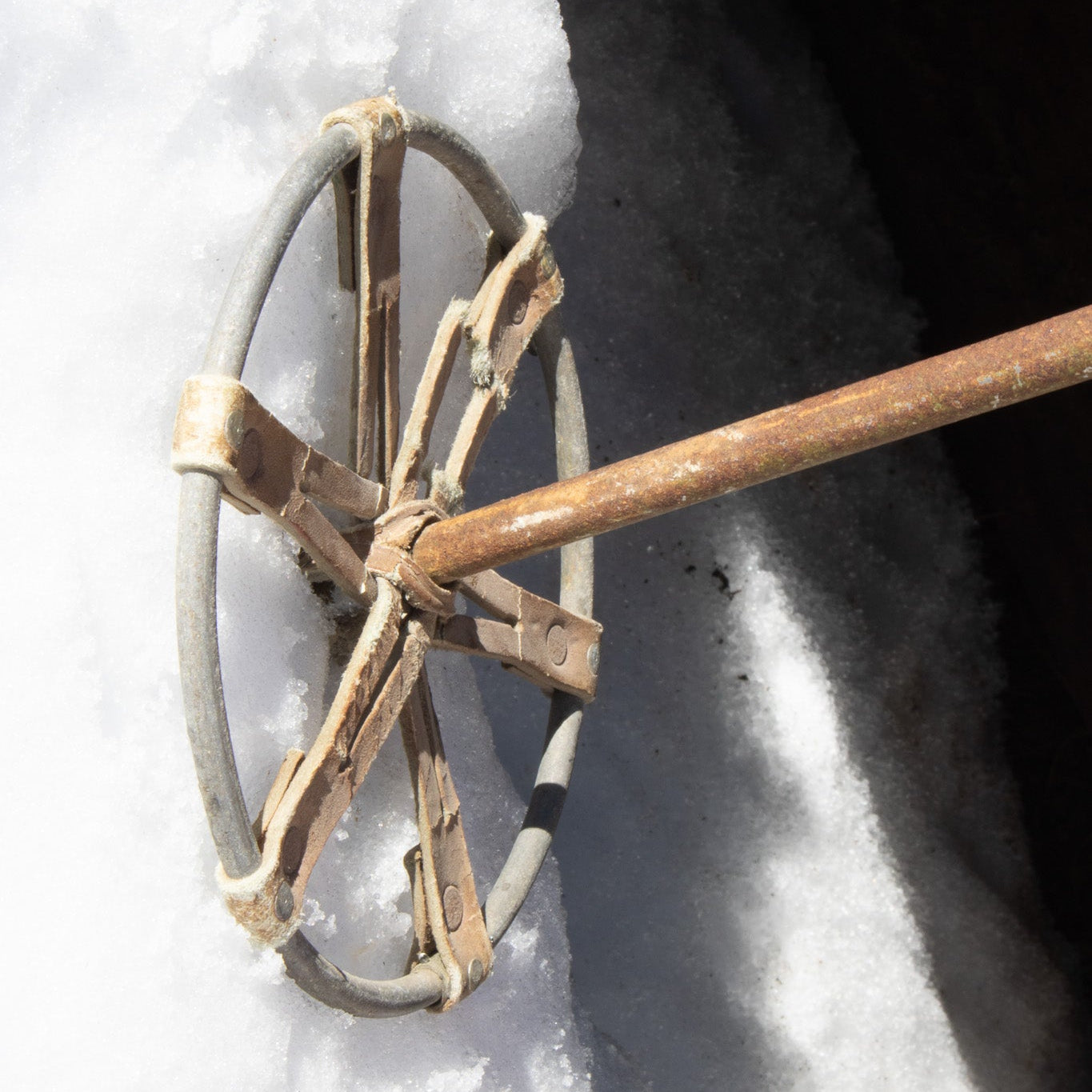 Vintage 19th Century Solid Hardwood Wooden Skis with Metal Plate Binding