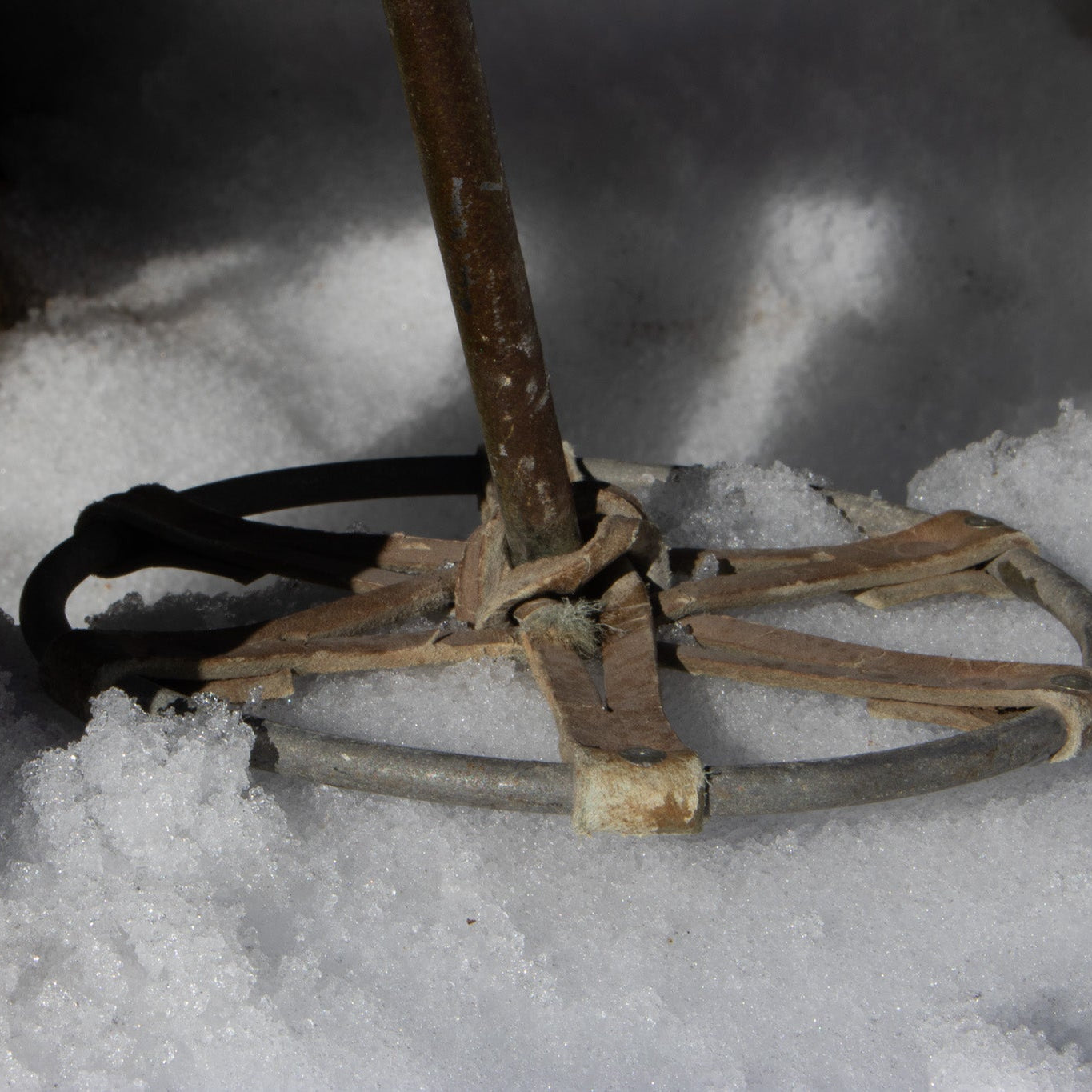 Vintage 19th Century Solid Hardwood Wooden Skis with Metal Plate Binding