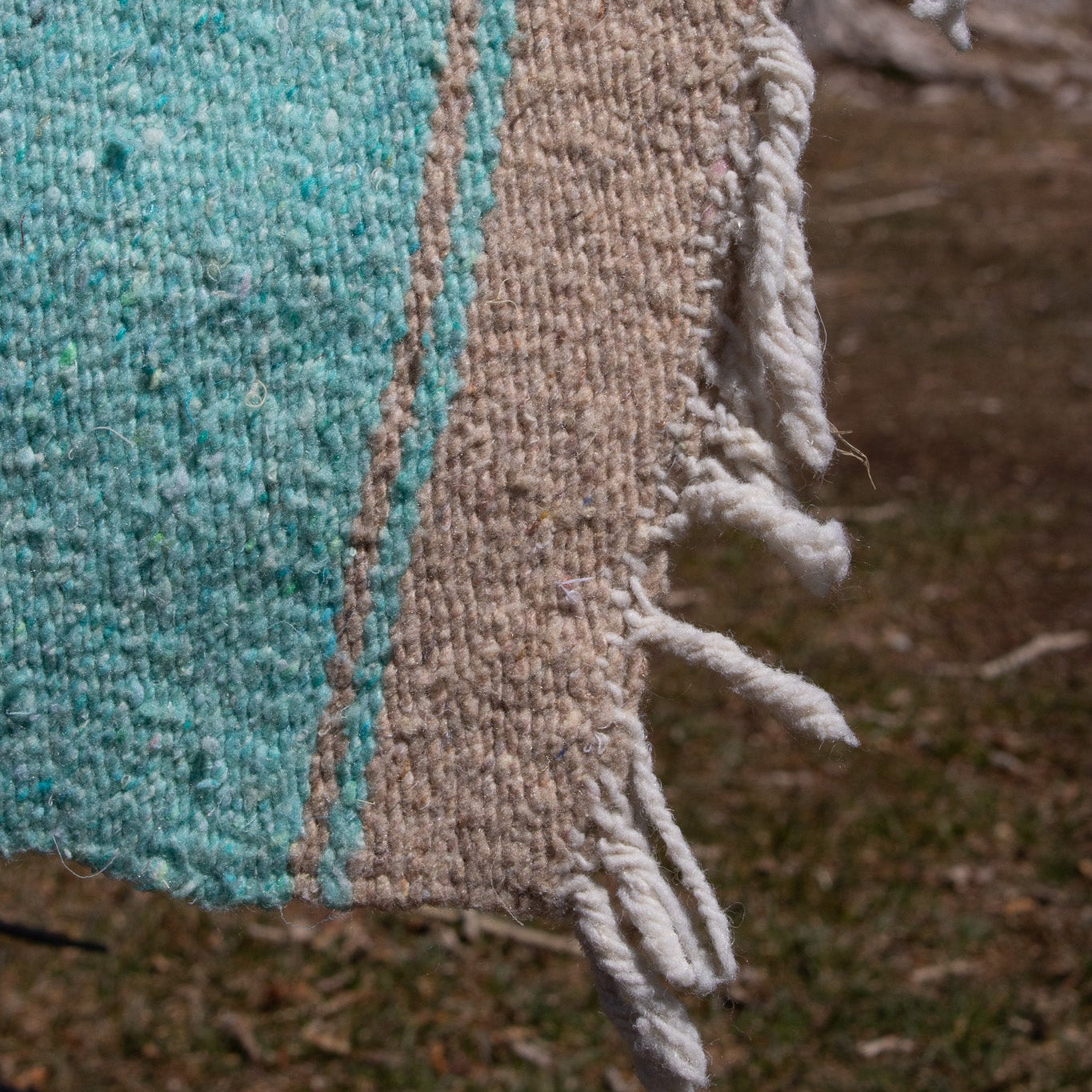 Vintage Southwestern Native American Turquoise Colored Thunderbird Blanket 8x6 ft