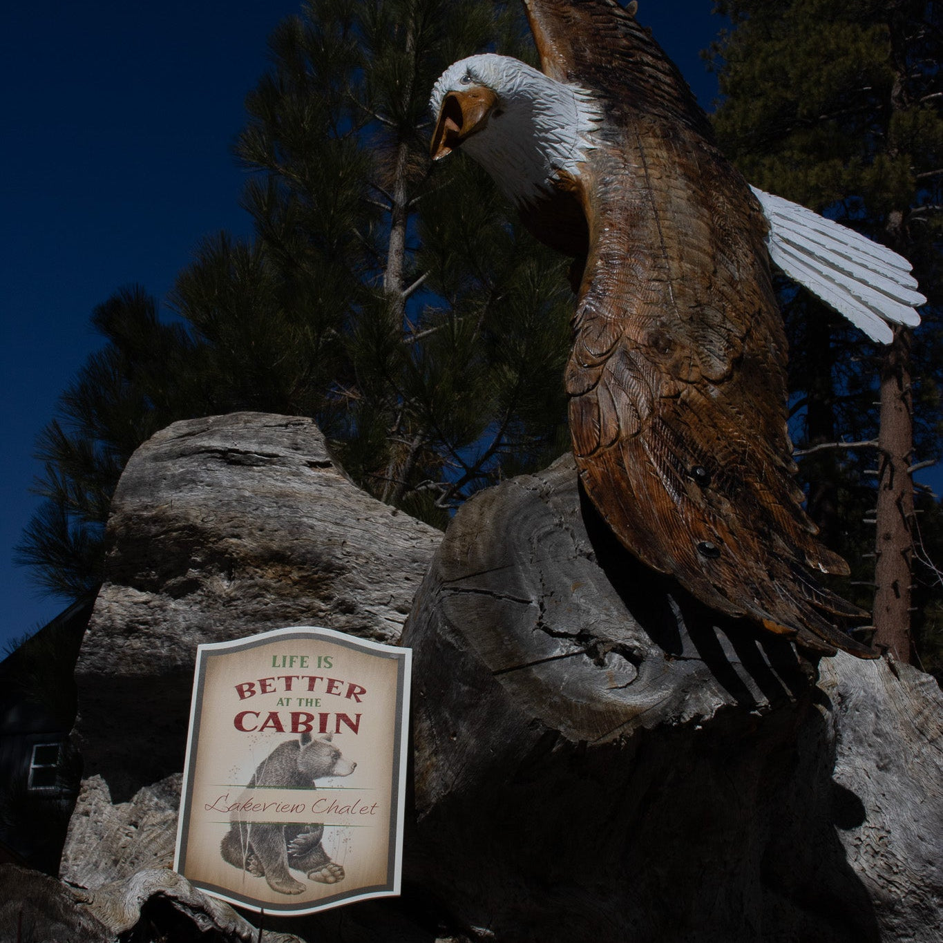 Wooden Hand Painted "Life is Better at the Cabin Lakeview Chalet" Bear Sign