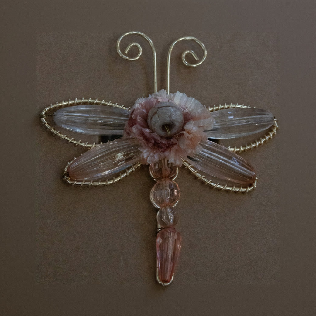 Tahari Home Set of 4 Napkin Rings Pink Dragonfly