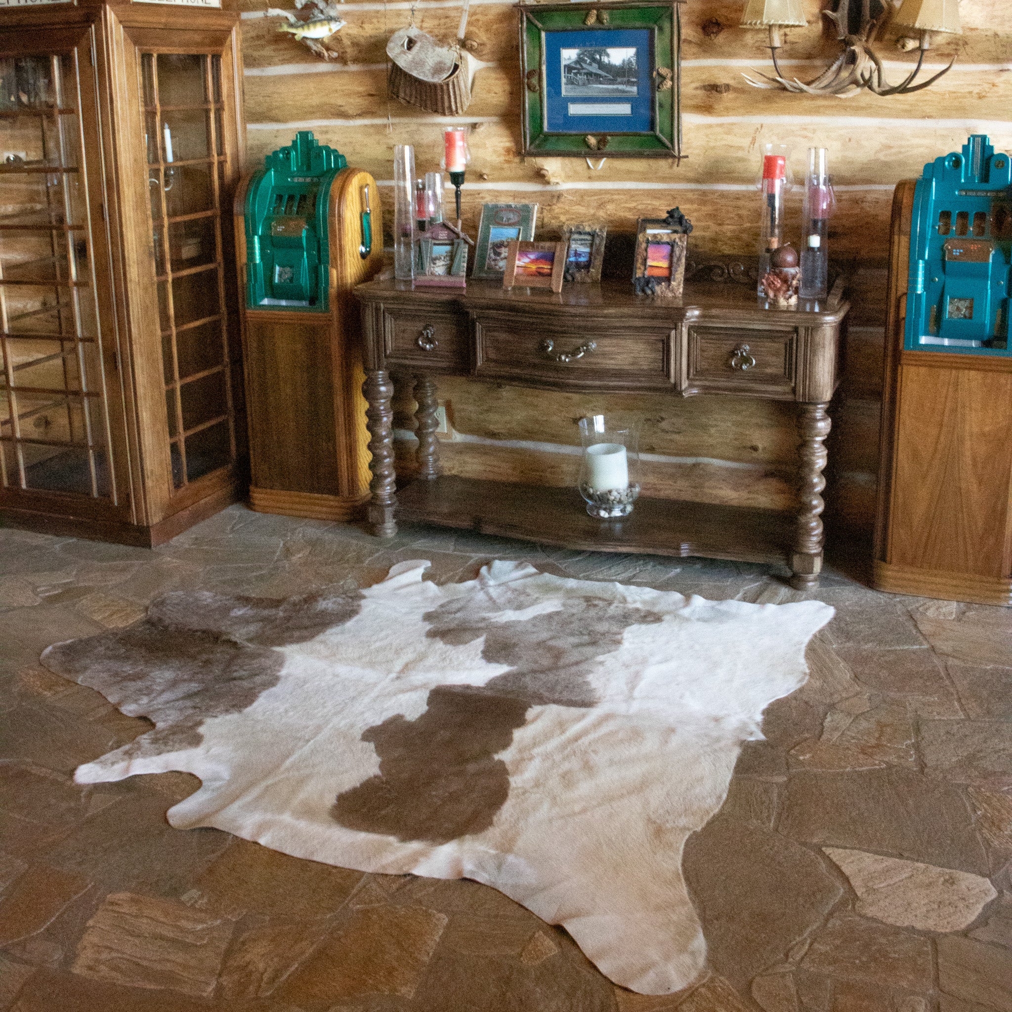 Beautiful Beige and White Cowhide Handmade in Brazil