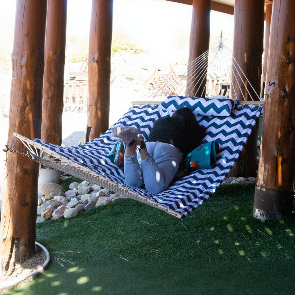 Lazy Daze Double Quilted Hammock with Spreader Bars and Detachable Pillow
