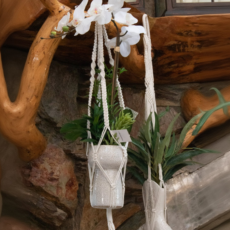 6-Pack Macrame Hanging Plant Holders – Indoor Planters with Hooks for Stylish Display.