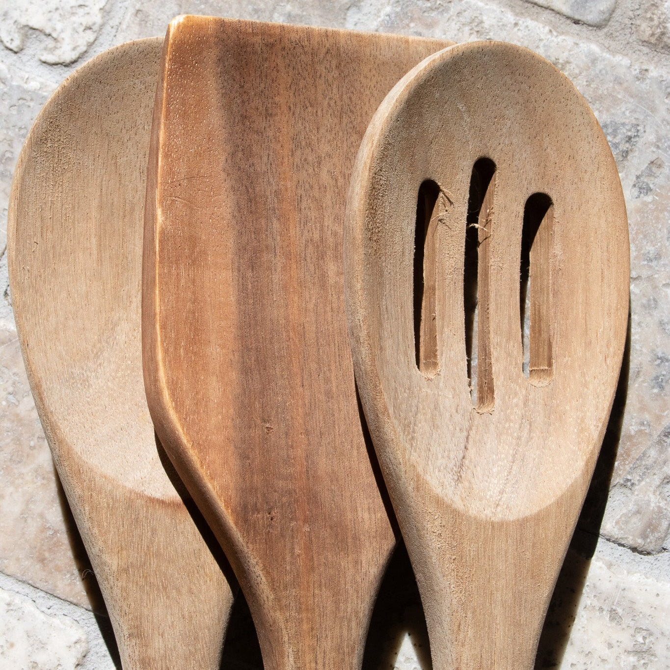 Acacia Wood 3 Piece Utensil Set for Cooking & Serving