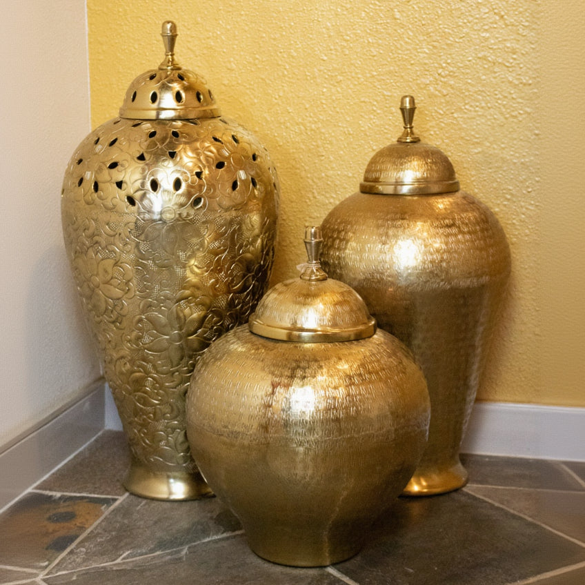 Handcrafted in India Brass Gold Colored Vase