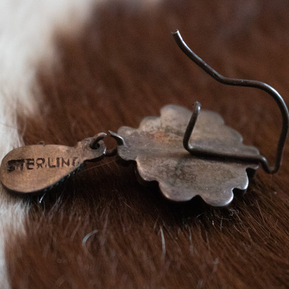 Vintage Navajo Zuni Sterling Silver Turqoise Earrings