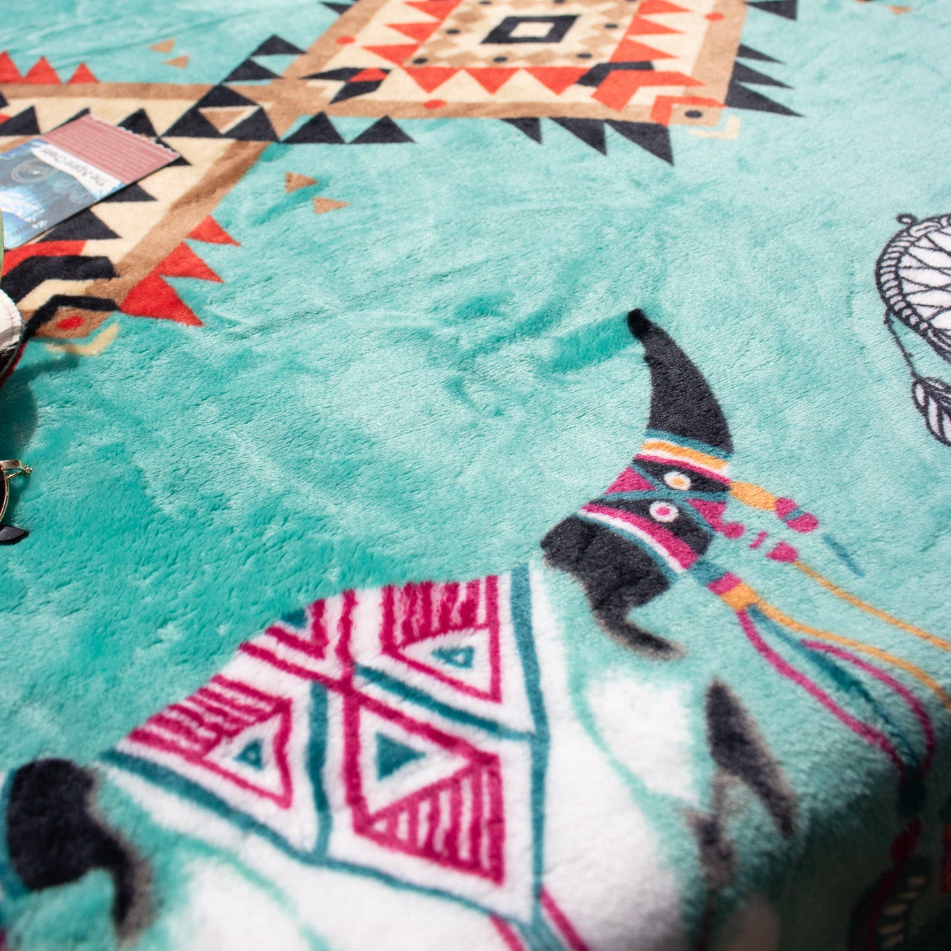 Teal Blue Plush Soft Flannel King Size Blanket 90" x 82"