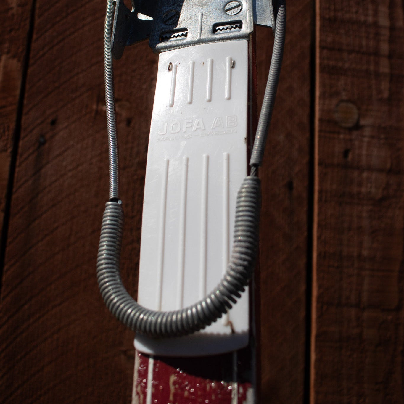 Red Wooden Antique Ski with Jofa Click-In Metal Bindings