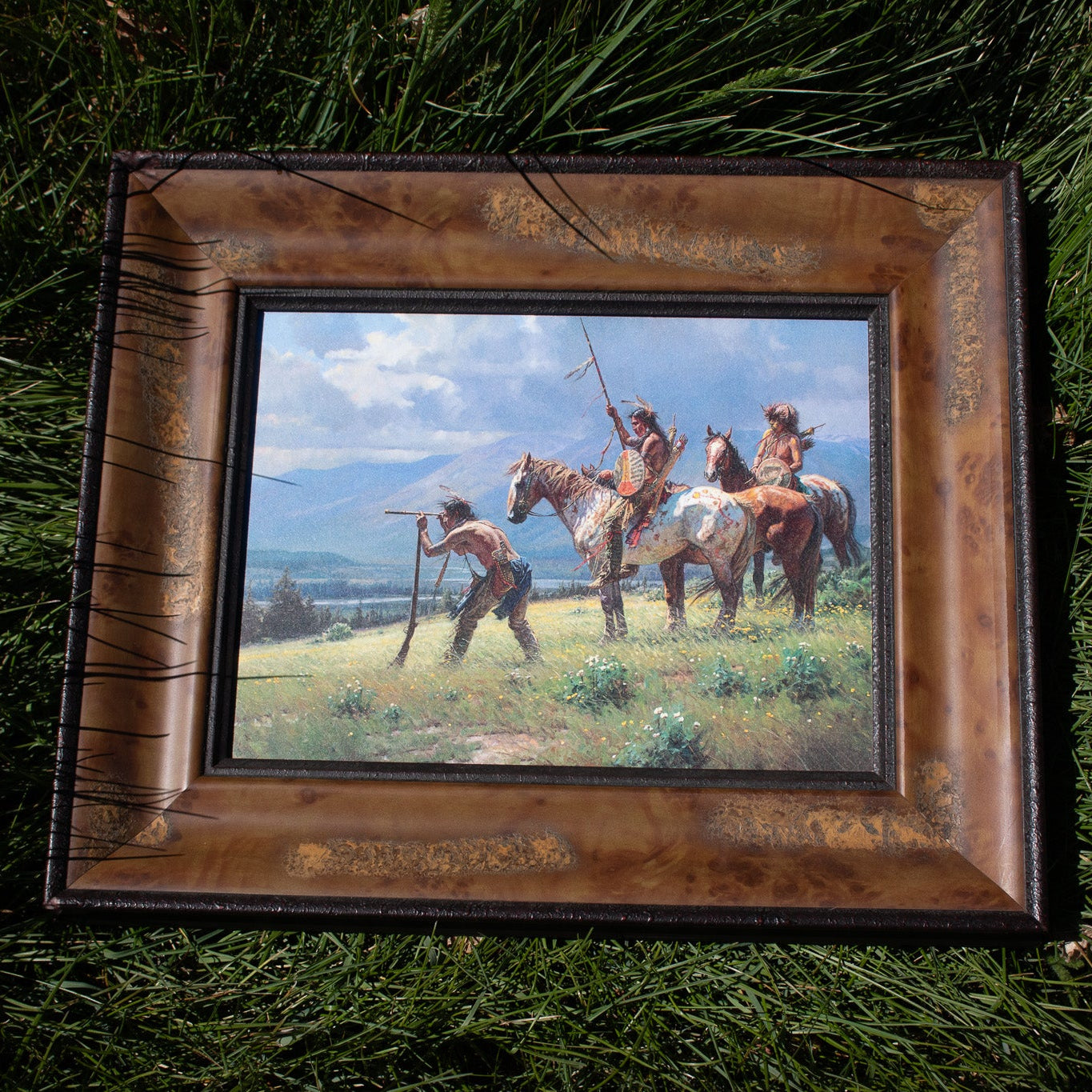 Lonestar American Indians at the River's Edge Canvas Transfer Print Art