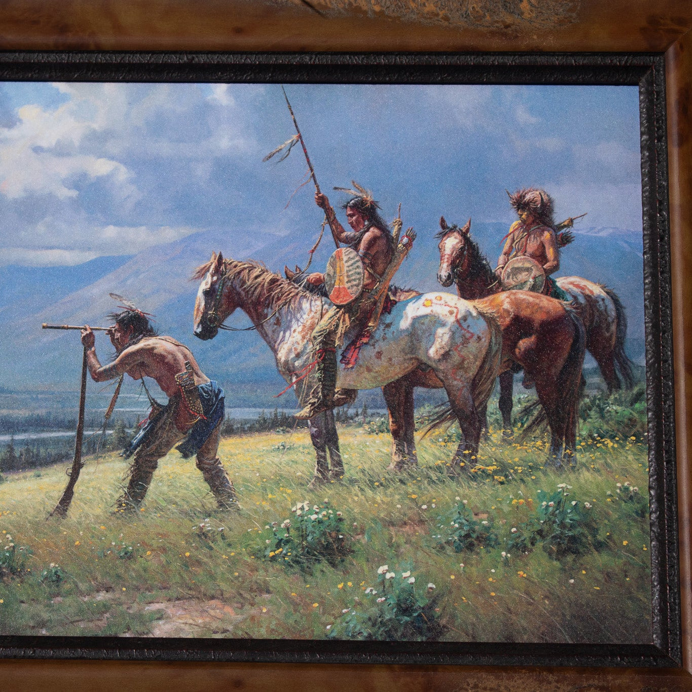 Lonestar American Indians at the River's Edge Canvas Transfer Print Art
