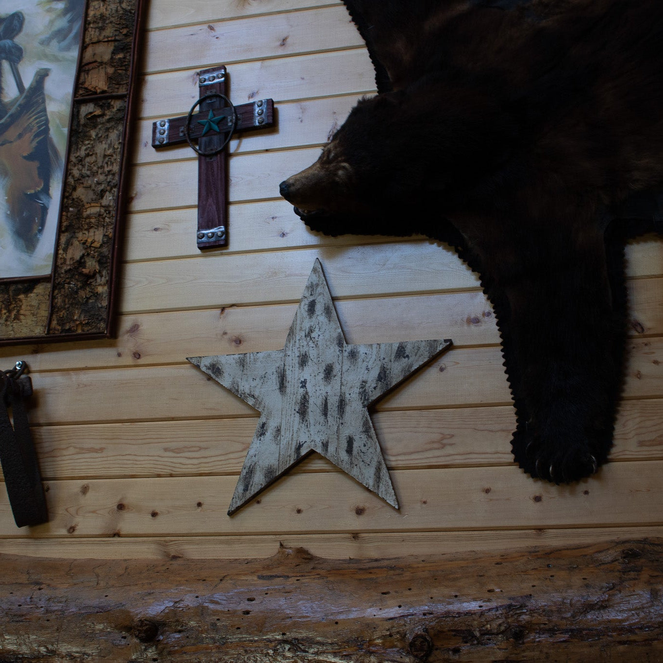 Rustic Barn Style Five-Point Wooden White Washed Star Wall Hanging Decor