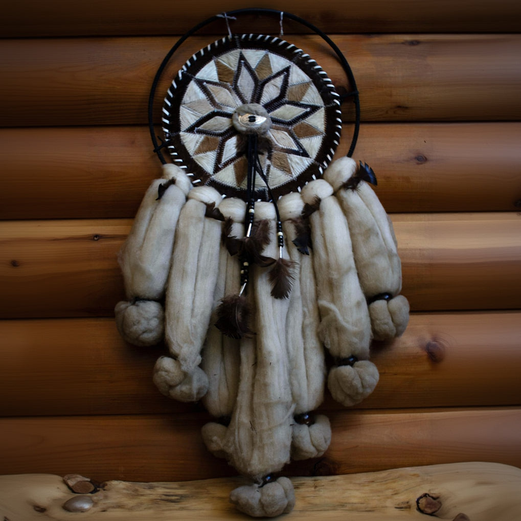 Authentic Native American Dream Catcher Ojibwe Mandalas Featuring Genuine Wool
