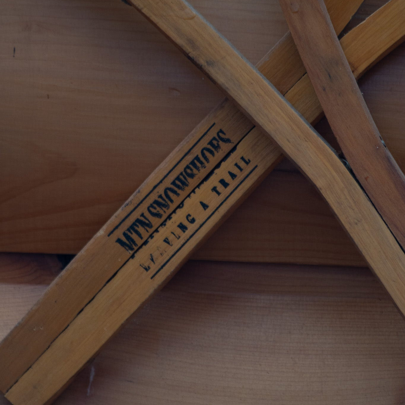 Traditional Wooden Design "Mountain Snowshoes" Brand Stamped