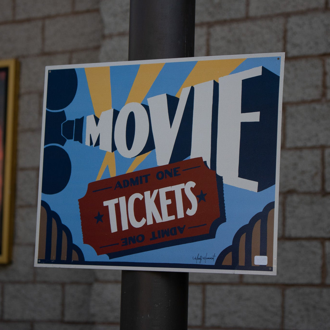 Metal Movie Ticket Sign