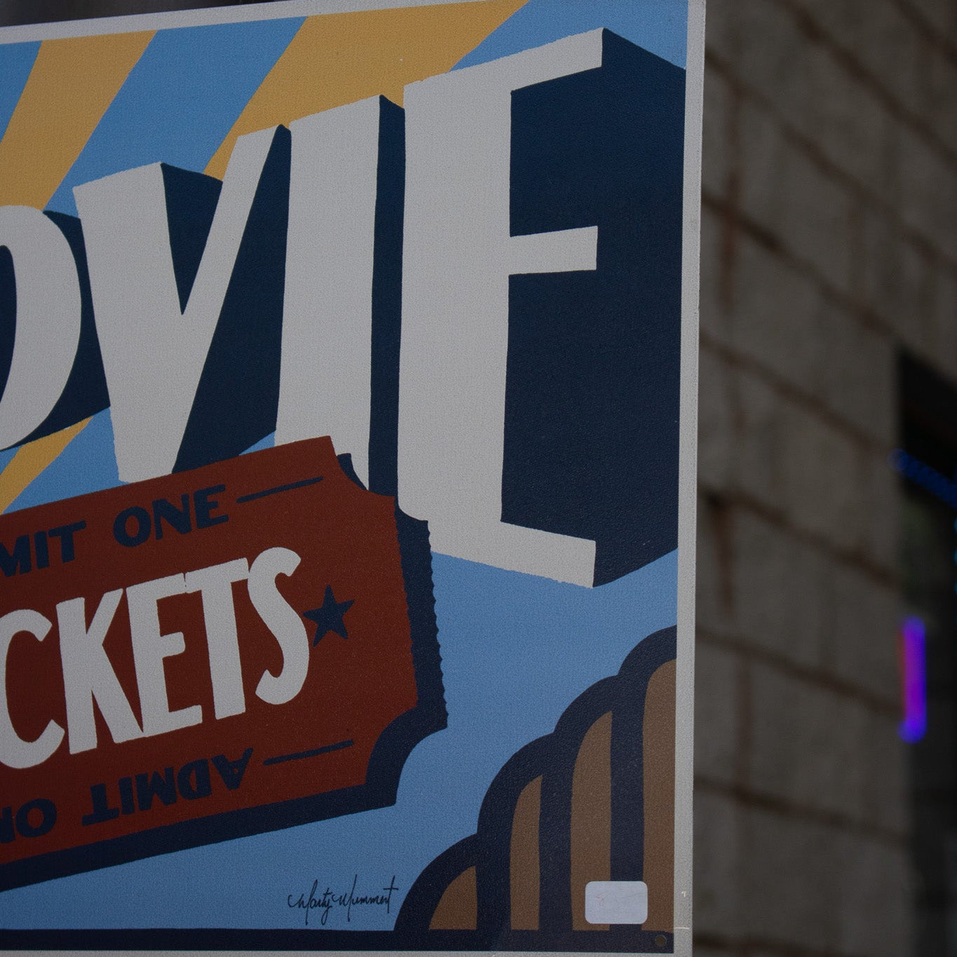 Metal Movie Ticket Sign