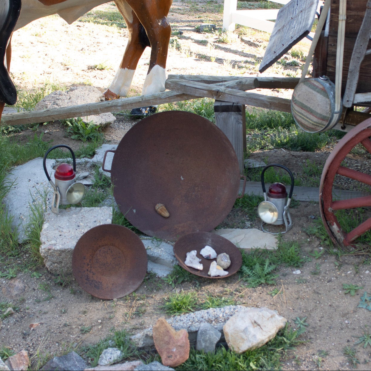 Antique Metal Mining Pan 3 Piece Set