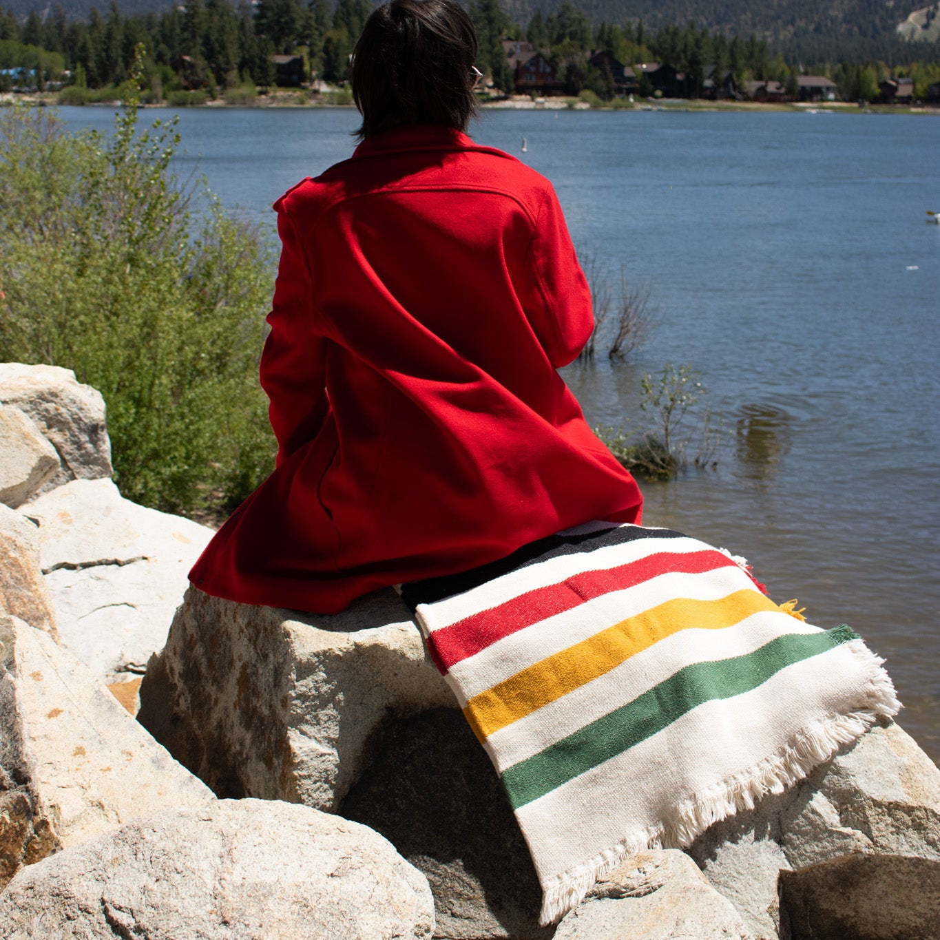 Pisgah Stripe Woven Throw - Black, Red, Yellow, & Green Stripe