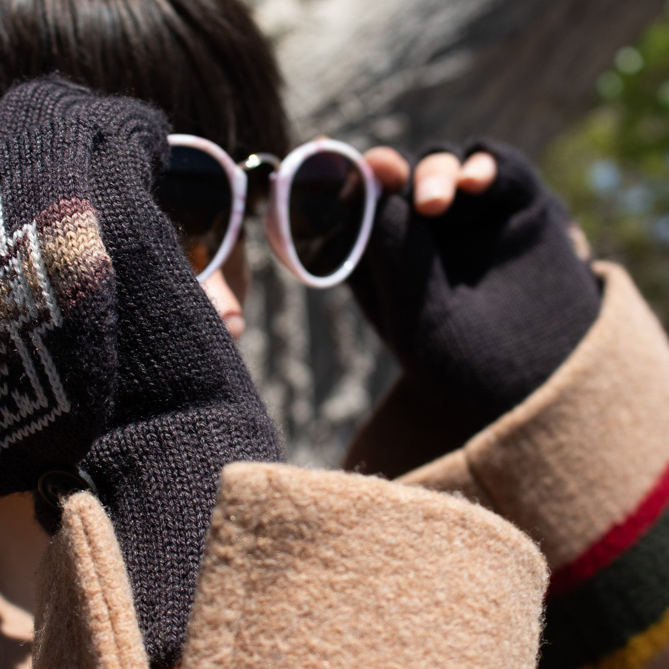 Pendleton Convertible Fingerless Mittens Harding Charcoal