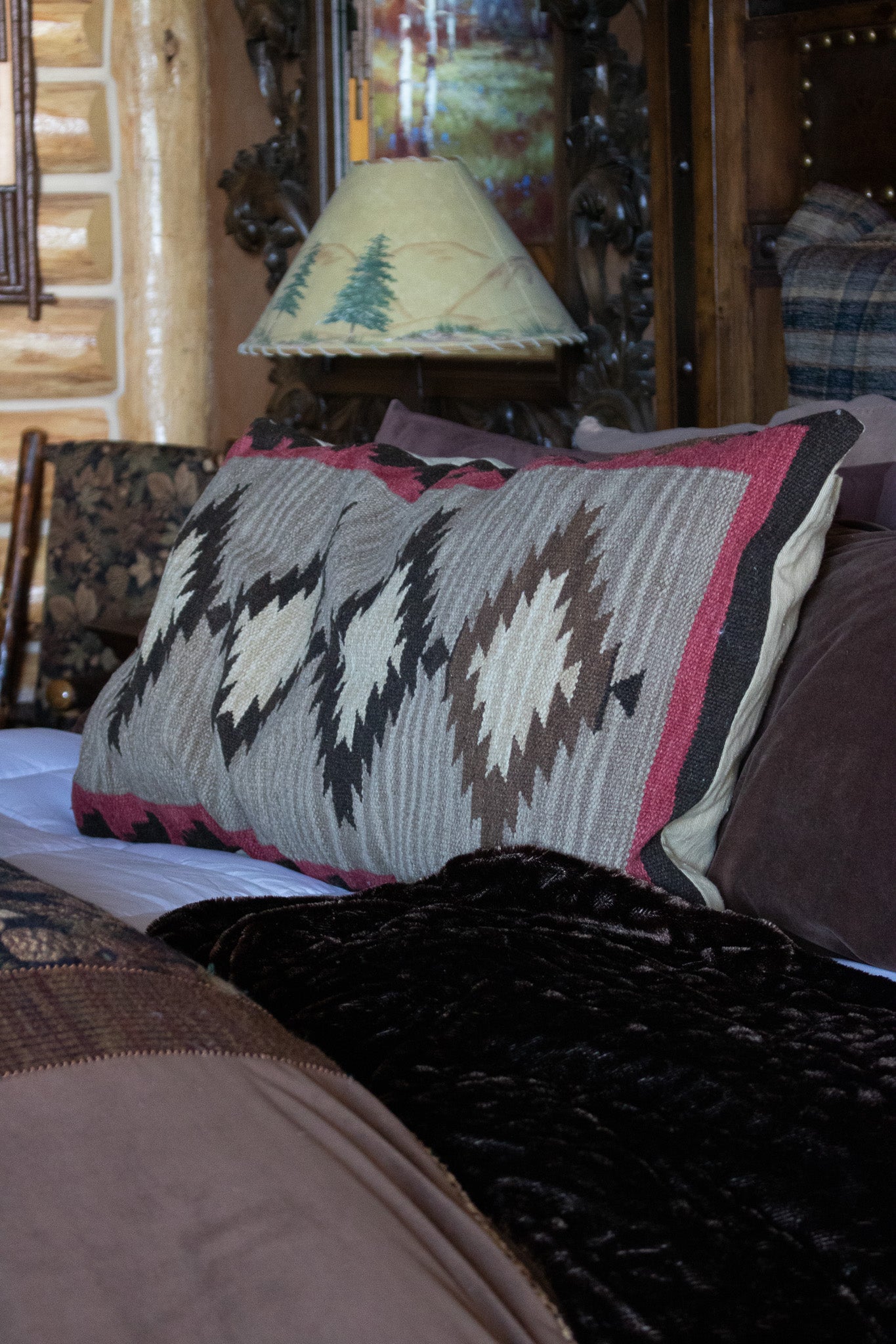 Large Down Aztec Geometric Design Pillow