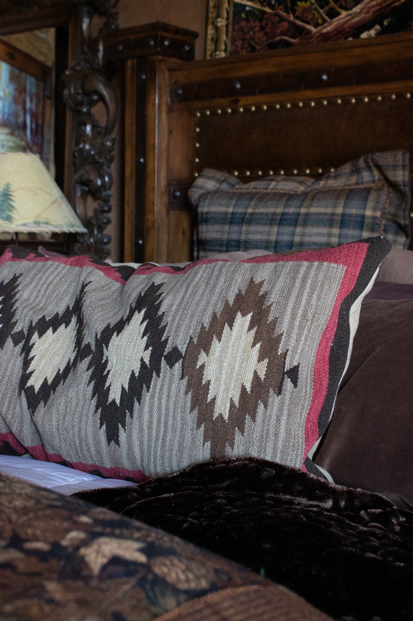 Large Down Aztec Geometric Design Pillow