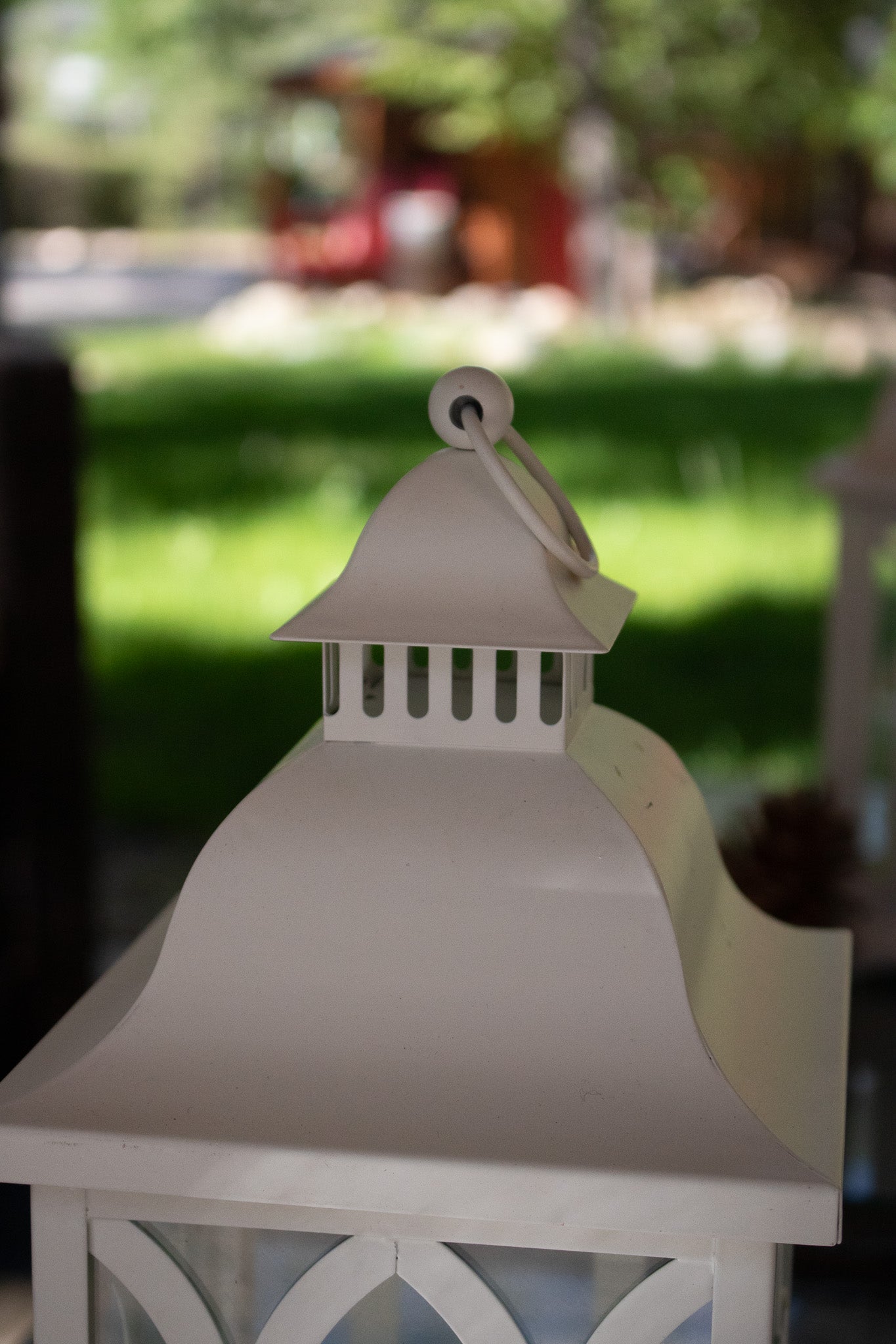 White Luxury Indoor and Outdoor Lantern with Lemon Lavender Essential Oil Candle