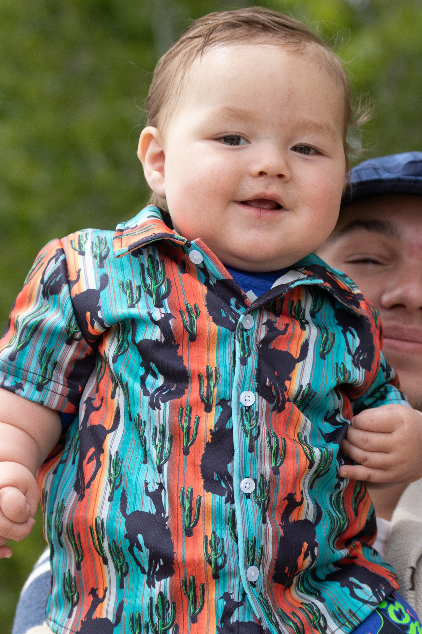 Boys Bull And Cactus Striped Short Sleeves Button Down Shirt Multicolor