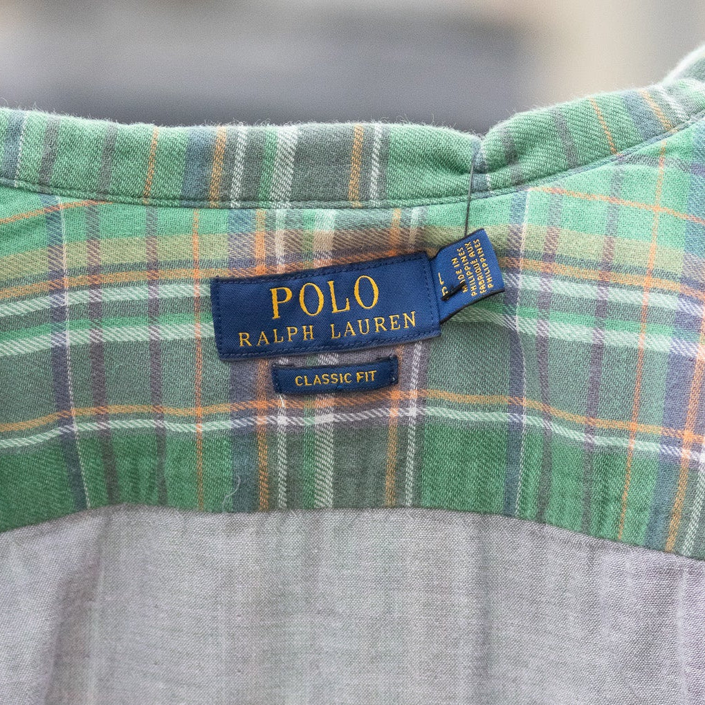 Polo Ralph Lauren Mint Green & Gray Flannel Shirt-Size Large