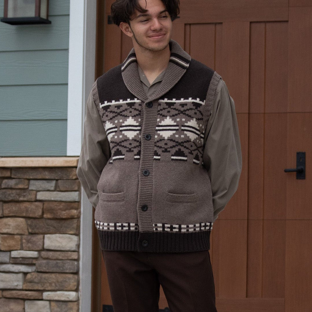 Vintage Pendleton Lambs Wool Knitted Vest with Southwest Custom Weave Size Large